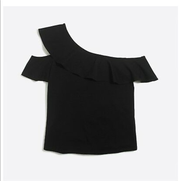 NWT J Crew Factory Black Flutter One Sleeve Tee - Picture 1 of 6